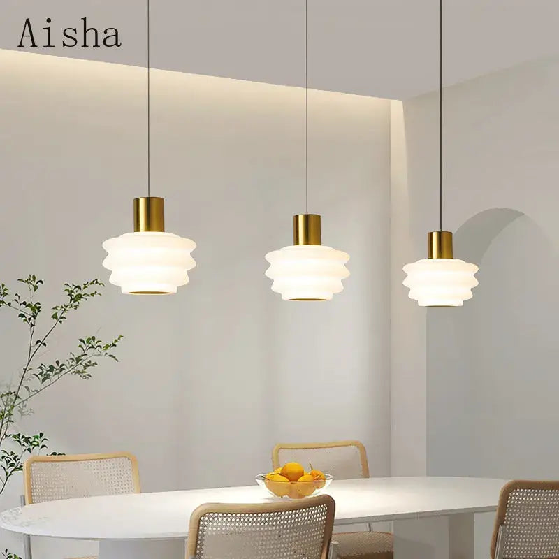 Aisha gold and frosted glass pendant light bedroom decor