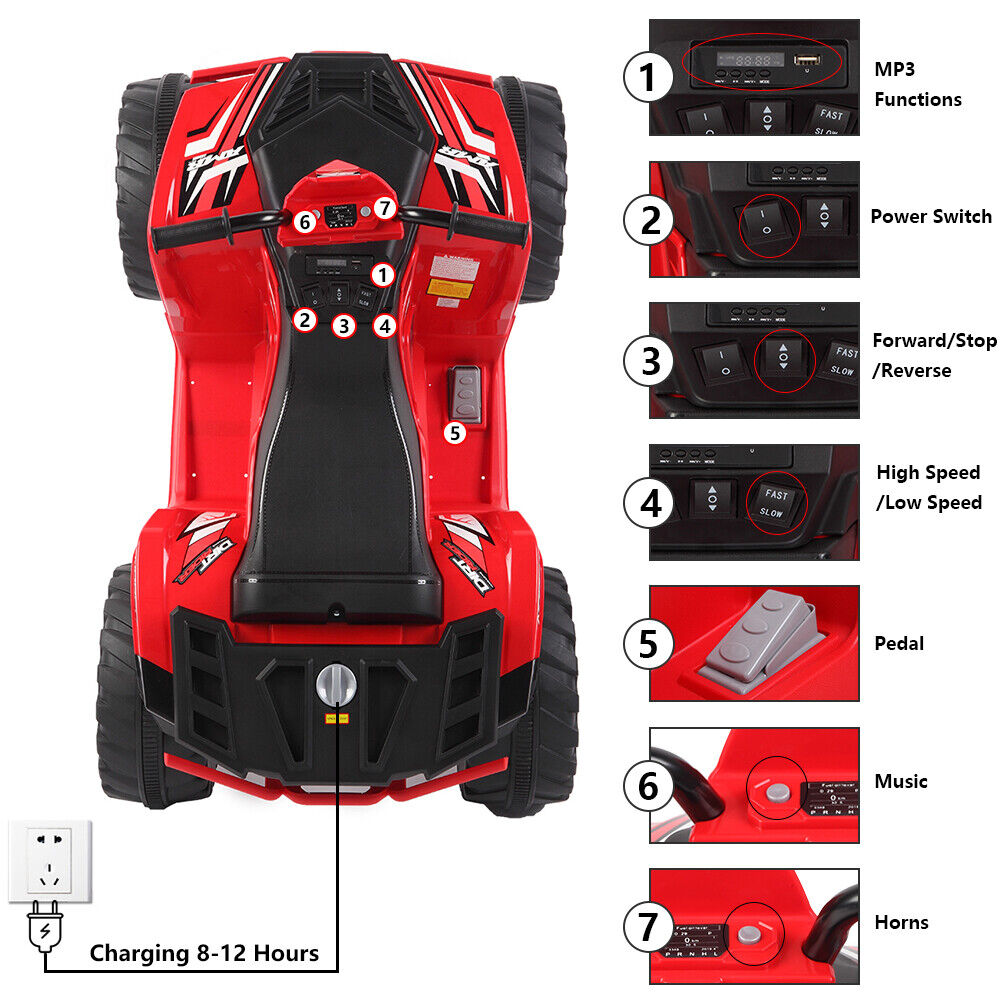 ALL Terrain Vehicle with Dual Drive and 12V7AH Battery - No Remote Control