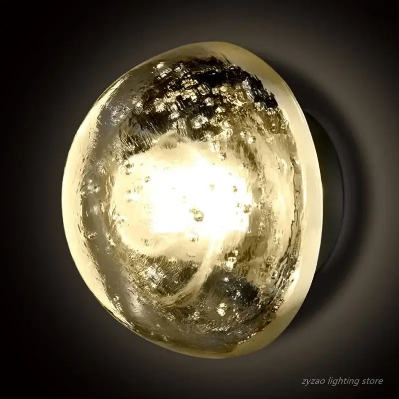 Amber and gold textured crystal led wall lamps bedroom sconce