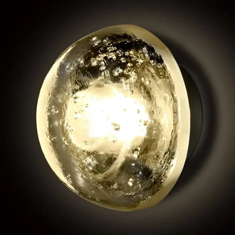 Amber and gold textured crystal led wall lamps bedroom sconce