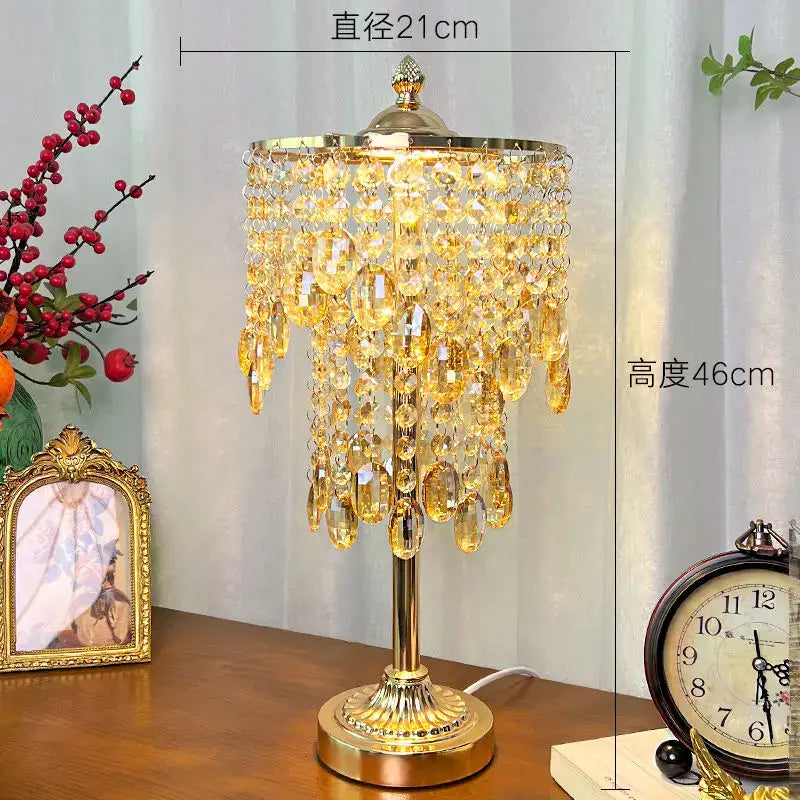 Amber & clear crystal glass table lamp for bedroom living room
