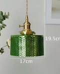 Amber & cream geometric glass pendant light for dining room