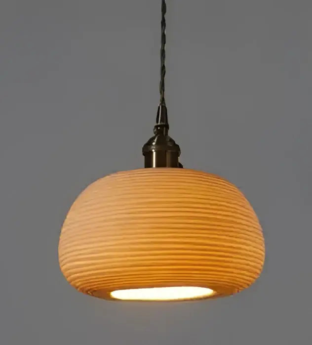 Amber & cream geometric glass pendant light for dining room