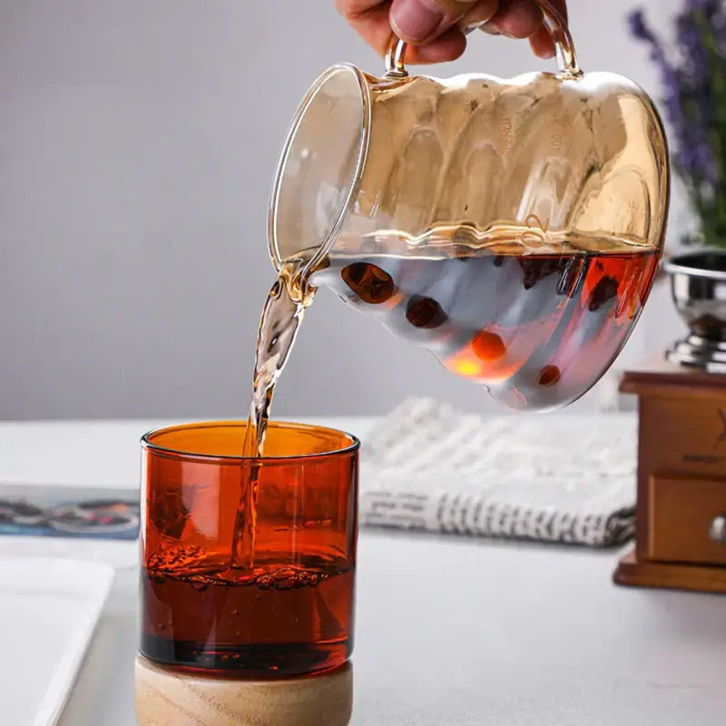 Amber glass fluted coffee filter pot kitchen pour over dripper