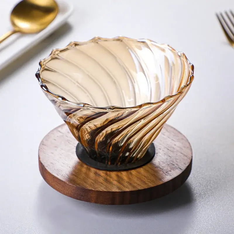 Amber glass fluted coffee filter pot kitchen pour over dripper