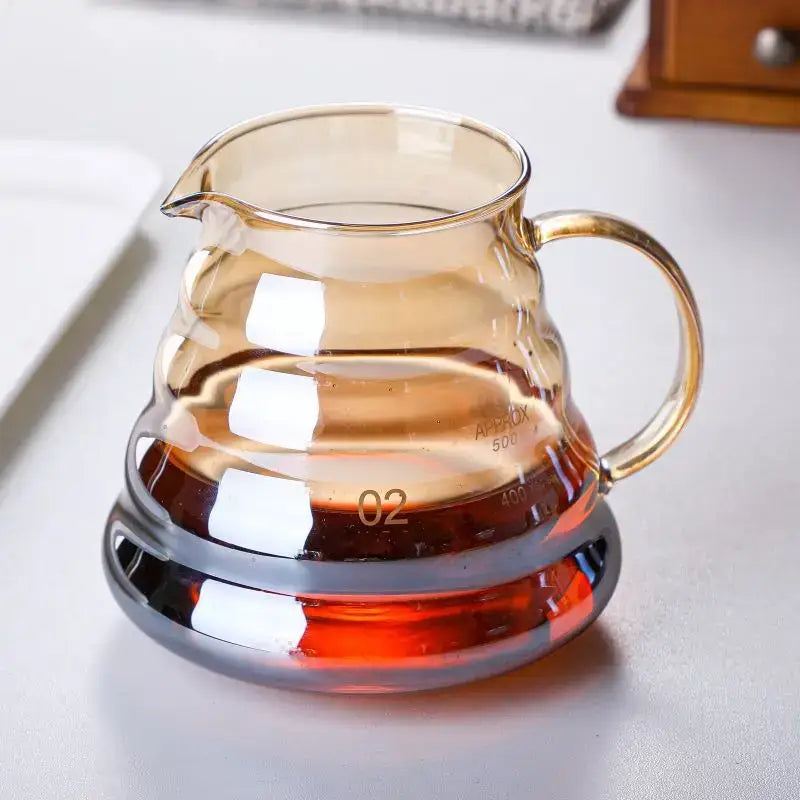 Amber glass fluted coffee filter pot kitchen pour over dripper