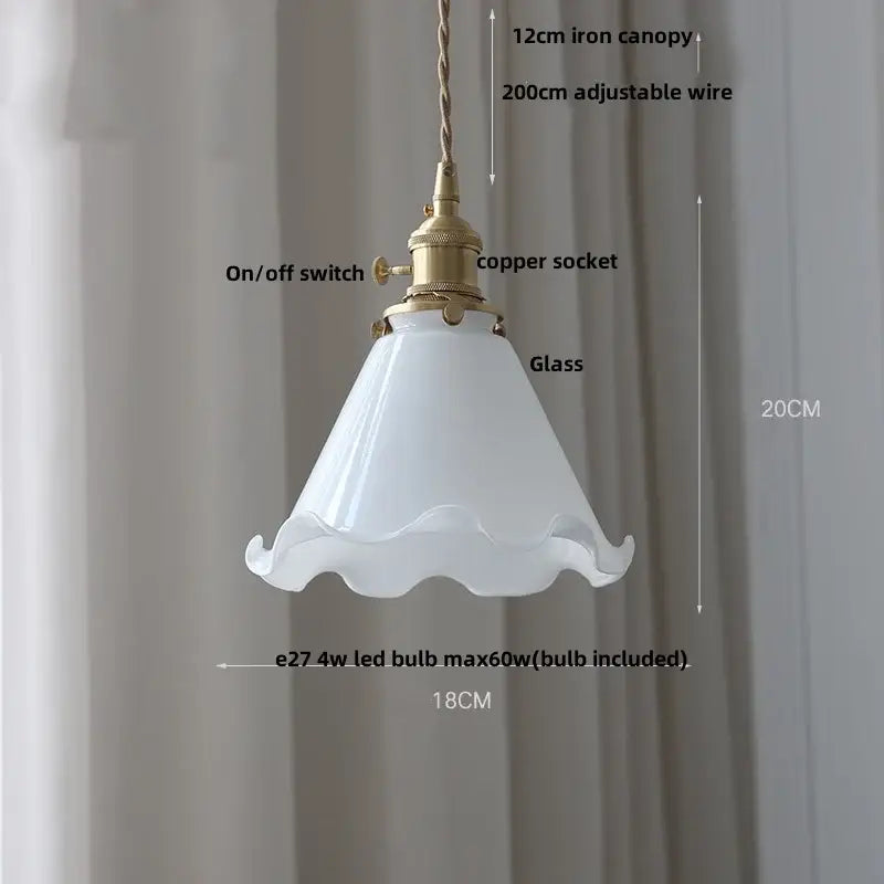 Amber glass led pendant lamp walnut & copper kitchen light