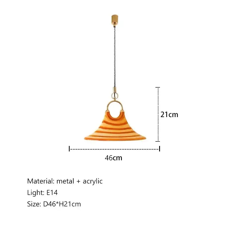Amber glass liftable trumpet chandelier for dining room