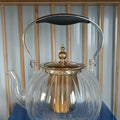 Amber glass teapot with gold infuser – kitchen tea maker