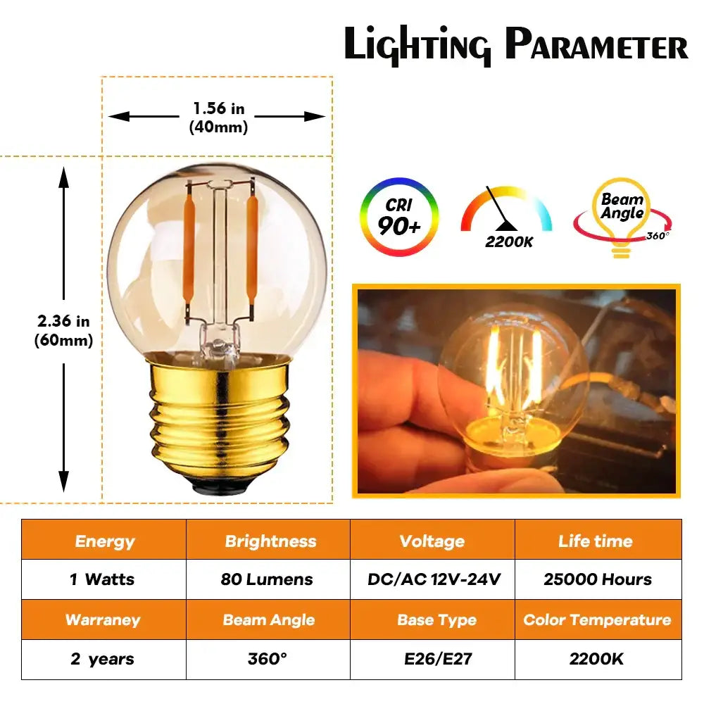 Amber glass vintage led bulb bedroom warm white light