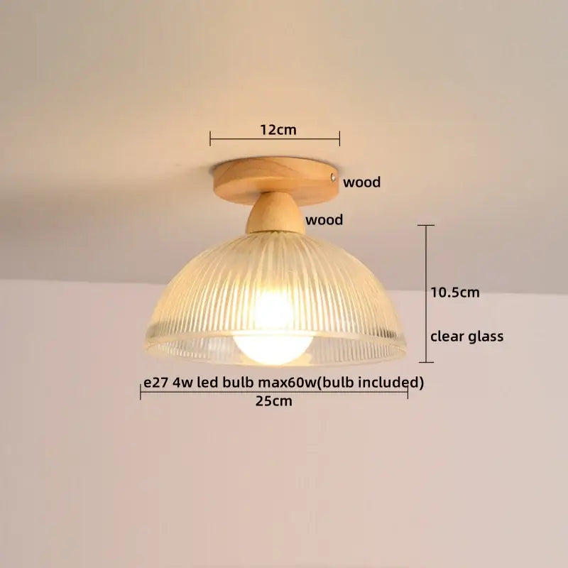 Amber leaf brass glass ceiling lamp bedroom light fixture