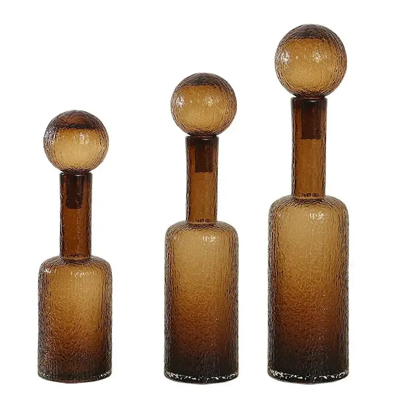 Amber textured decorbites clear glass vase set living room decanters
