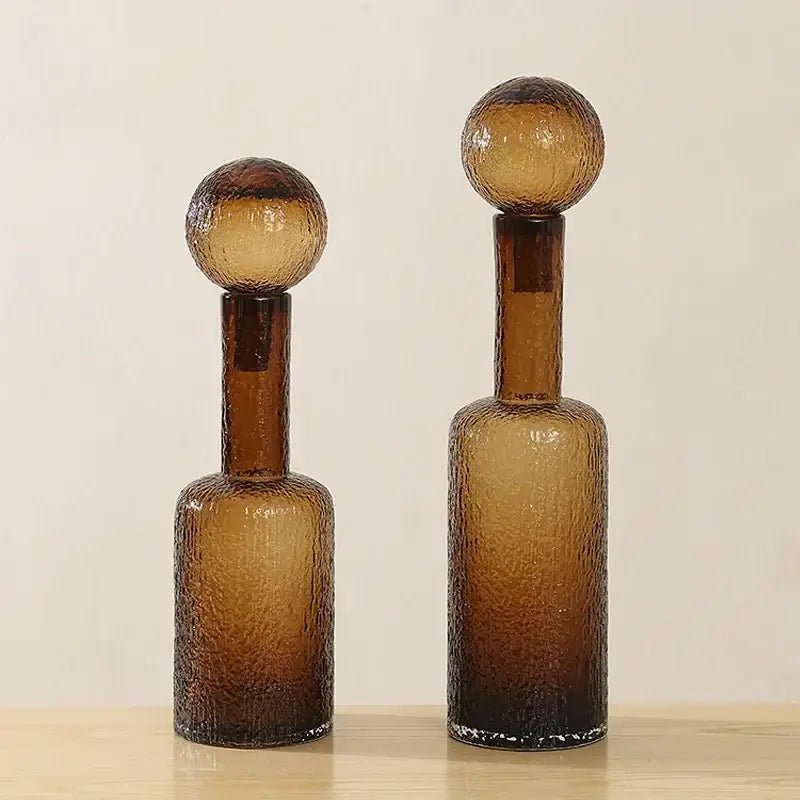 Amber textured decorbites clear glass vase set living room decanters