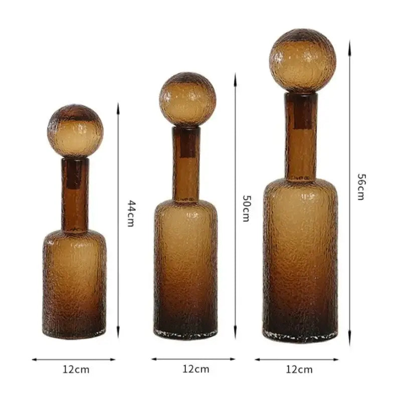 Amber textured decorbites clear glass vase set living room decanters