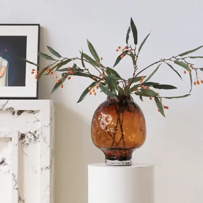 Amber textured decorbites gradient glass vase living room decor