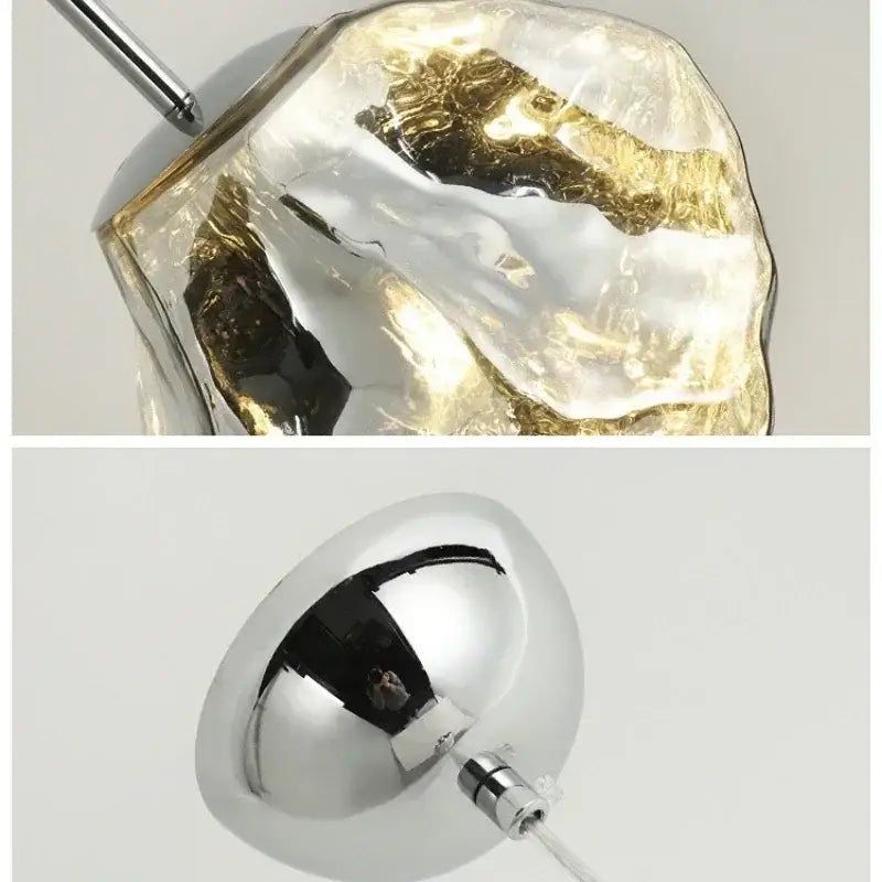 Amber textured ice glass pendant light for dining room