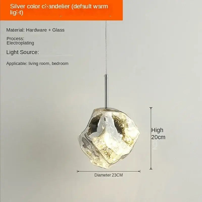 Amber textured ice glass pendant light for dining room