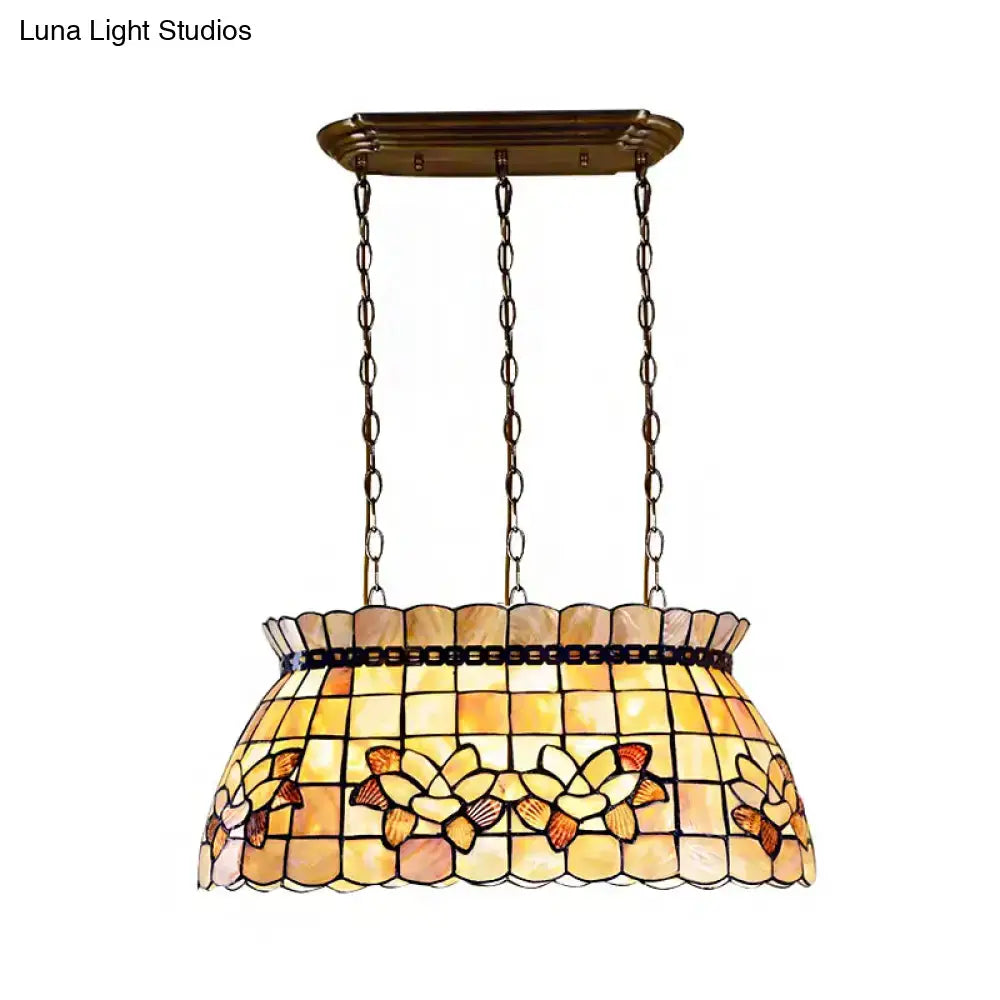 Amber & yellow shell tiffany chandelier living room light fixture