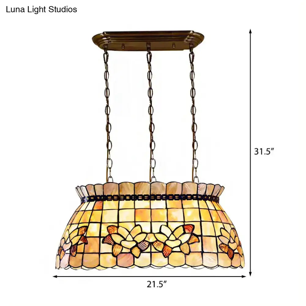 Amber & yellow shell tiffany chandelier living room light fixture