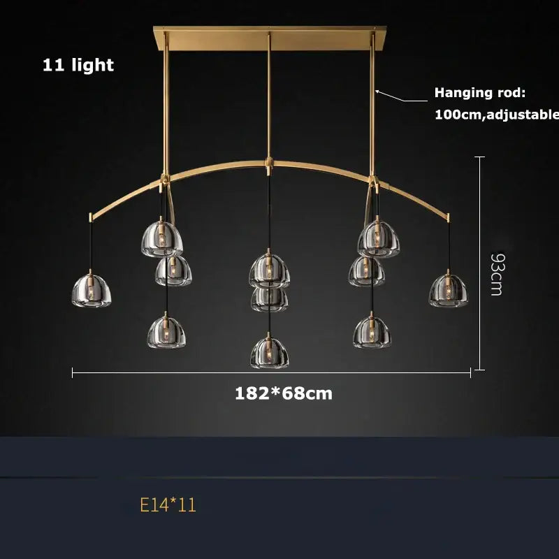 American copper crystal chandelier living room brass globe light