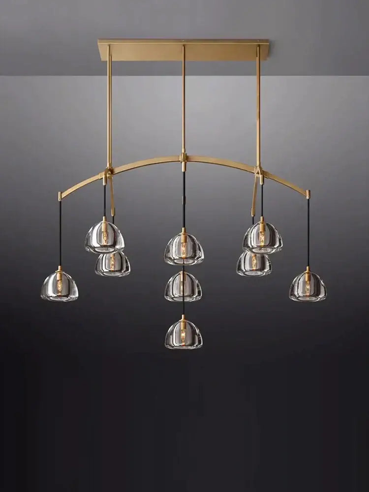 American copper crystal chandelier living room brass globe light