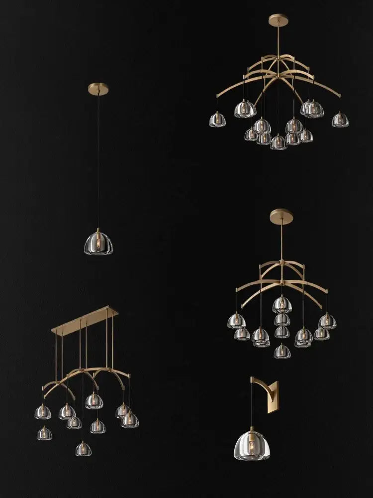 American copper crystal chandelier living room brass globe light