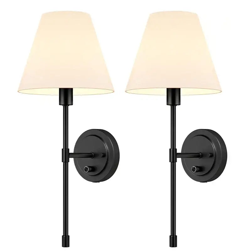 American fabric wall lamp black iron sconce for bedroom