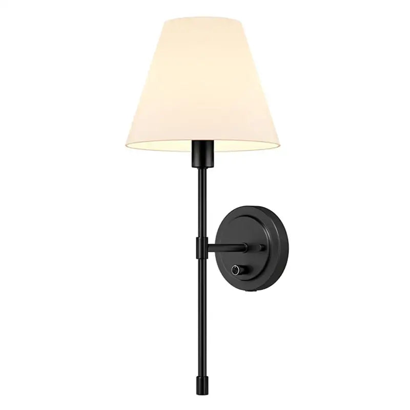 American fabric wall lamp black iron sconce for bedroom