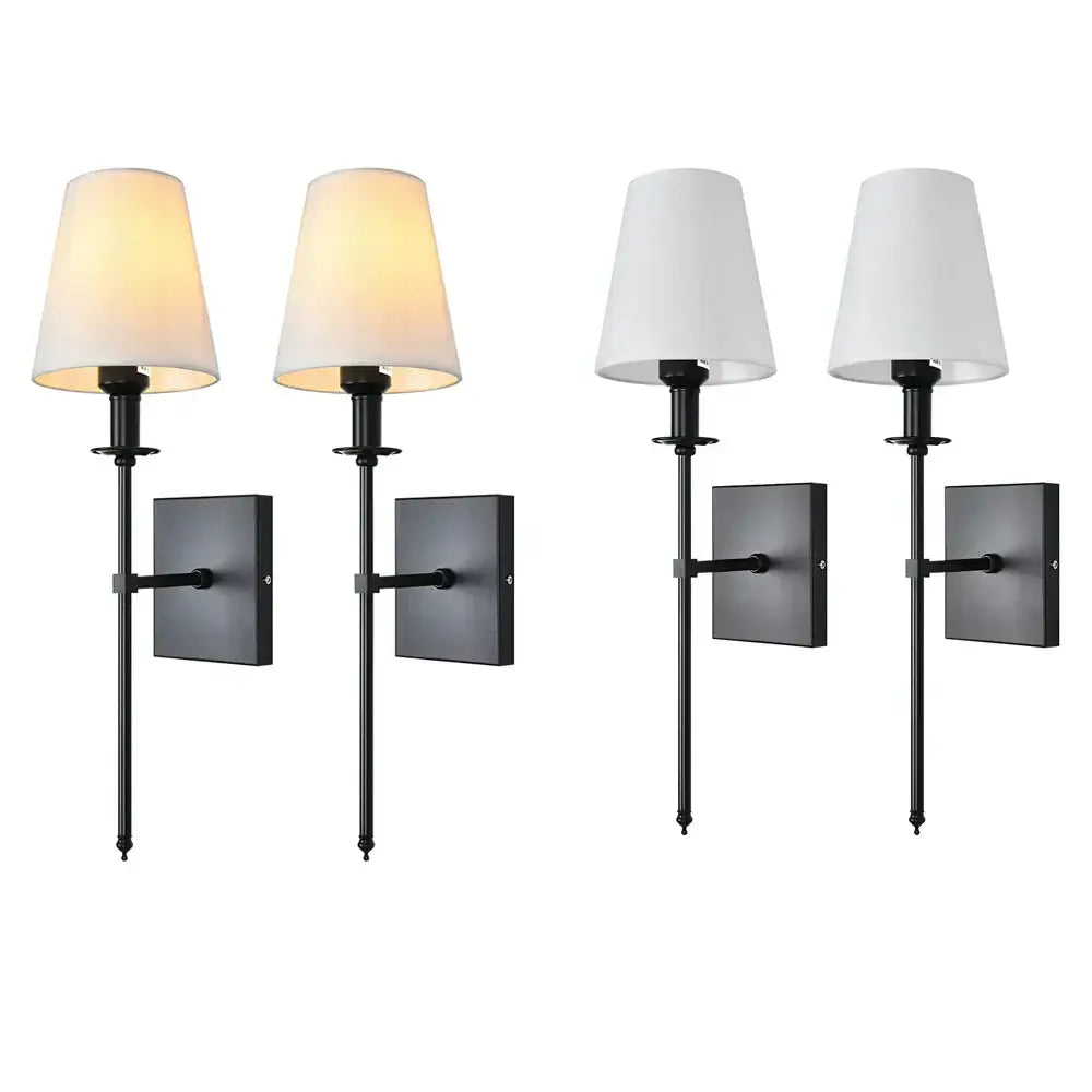 American fabric wall lamp black iron sconce for bedroom