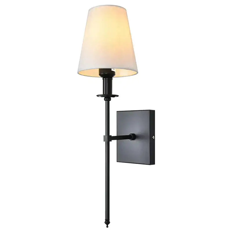 American fabric wall lamp black iron sconce for bedroom