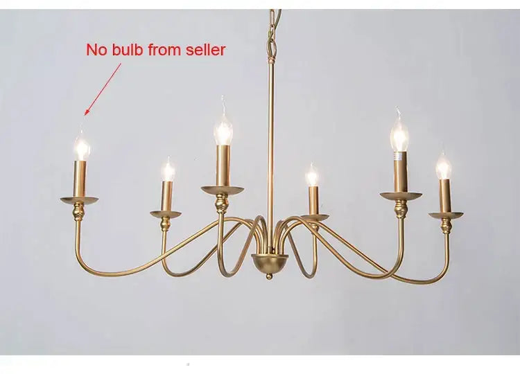 American iron chandelier light black candle style living room