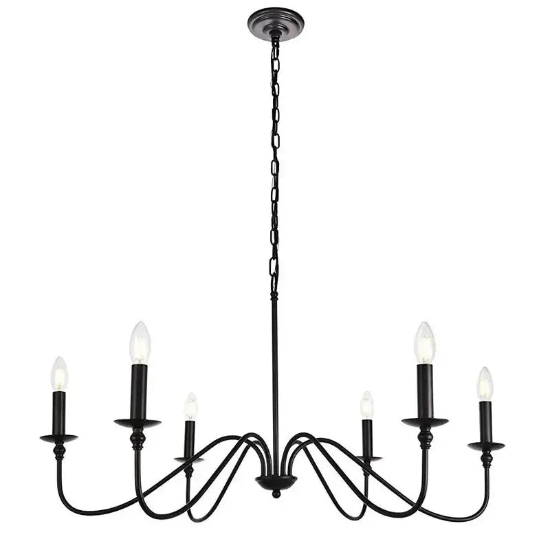 American iron chandelier light black candle style living room