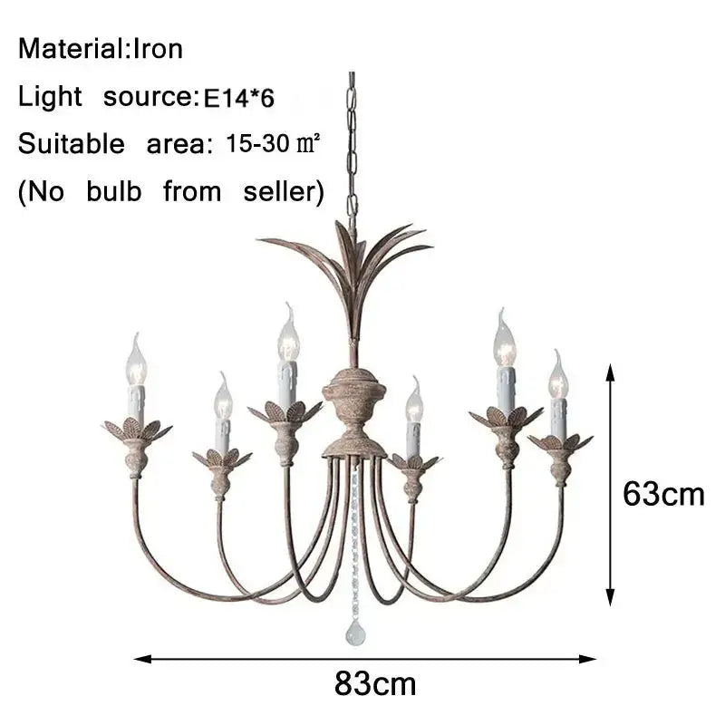 American retro chandelier antique bronze pineapple light dining room