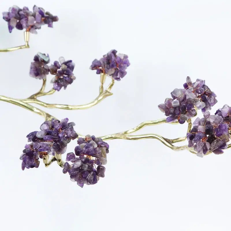 Amethyst and brass decorative sculpture living room crystal tree