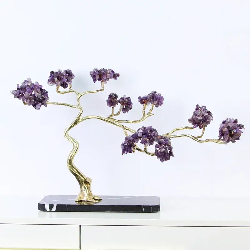 Amethyst and gold metal decorative figurine for living room decor
