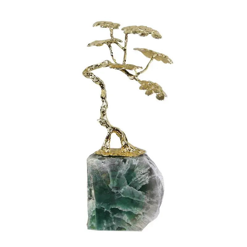 Amethyst brass tree ornament living room lucky crystal sculpture
