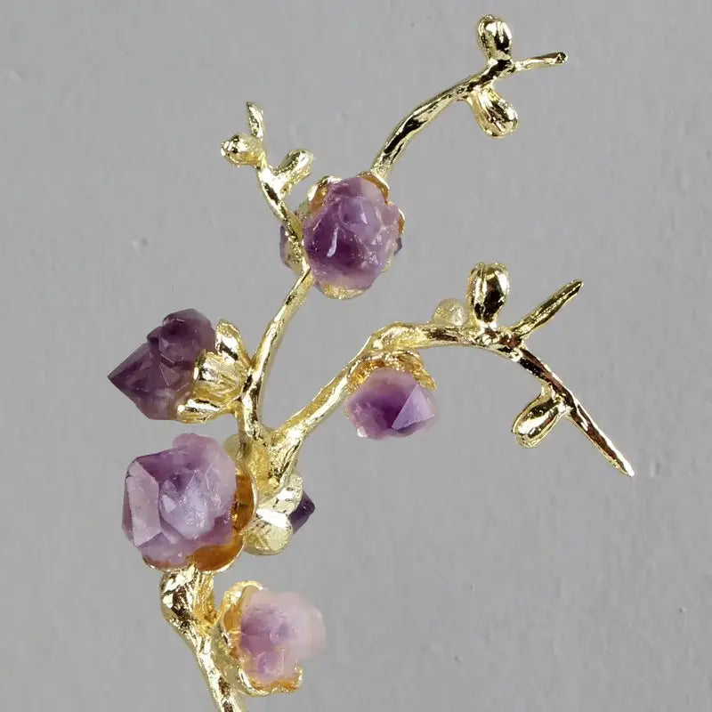 Amethyst brass tree ornament living room lucky crystal sculpture