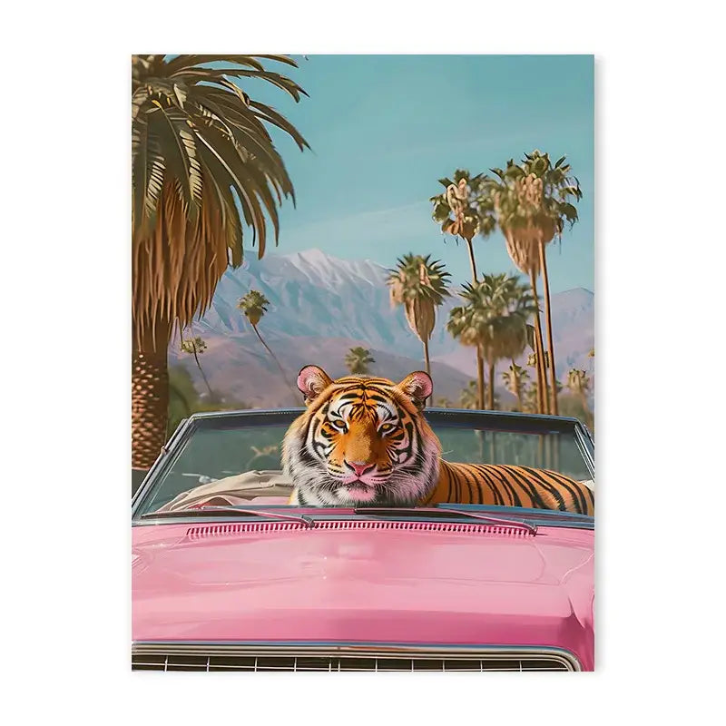 Vibrant tiger in bathtub animal canvas painting bathroom wall art