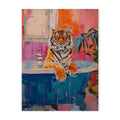 Vibrant tiger in bathtub animal canvas painting bathroom wall art