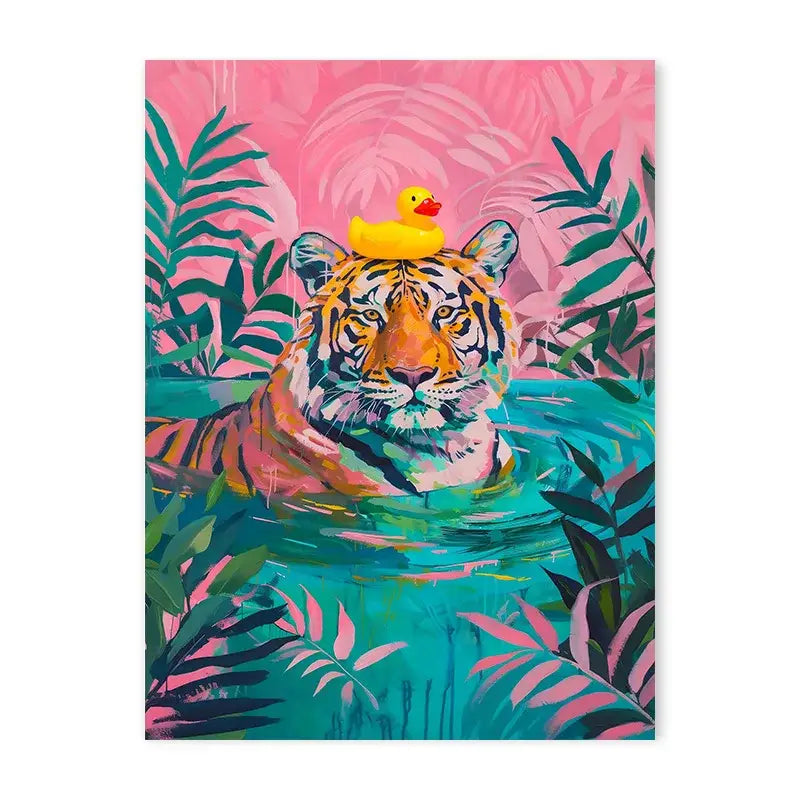 Vibrant golden cheetah animal canvas painting living room wall decor