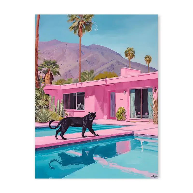 Vibrant pink zebra bathtub animal canvas painting bathroom decor