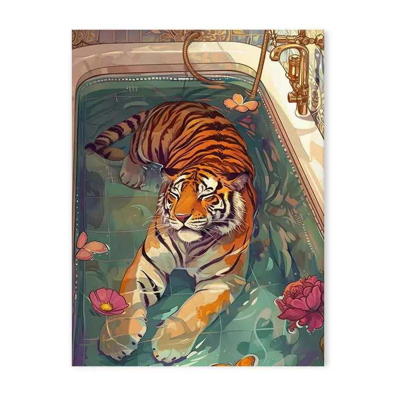 Vibrant pink & peach leopard animal canvas wall art bathroom decor