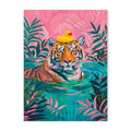 Vibrant tiger and rubber duck animal print canvas wall art living room