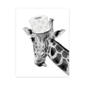 Giraffe with floral hat animals bathroom wall art poster
