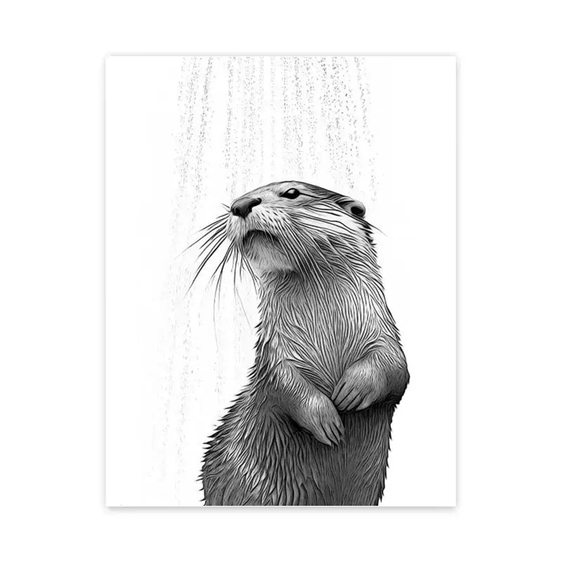 Giraffe with floral hat animals bathroom wall art poster