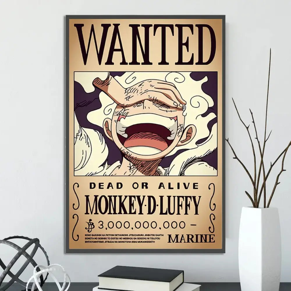 Vintage one piece wanted poster set bedroom wall art