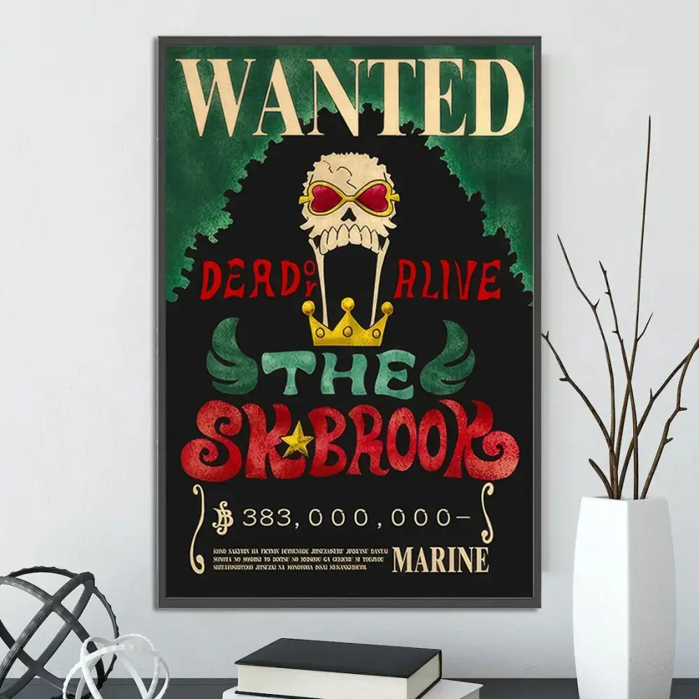 Vintage one piece wanted poster set bedroom wall art