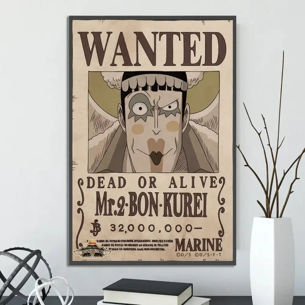 Vintage one piece wanted poster set bedroom wall art