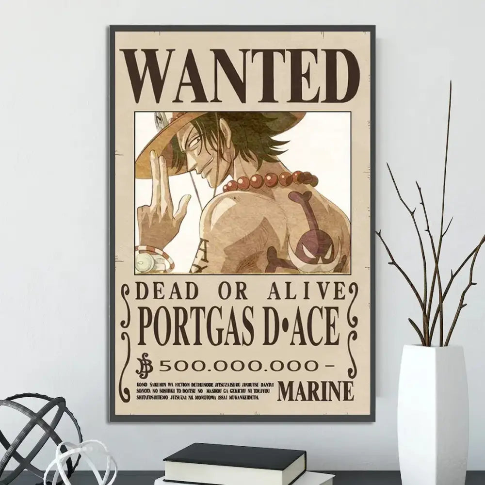 Vintage one piece wanted poster set bedroom wall art