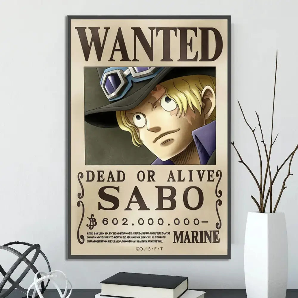 Vintage one piece wanted poster set bedroom wall art